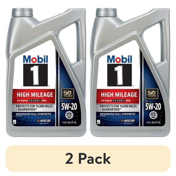 (2 pack) Mobil 1 5w20 High Mileage Oil 5 Qt Bottle