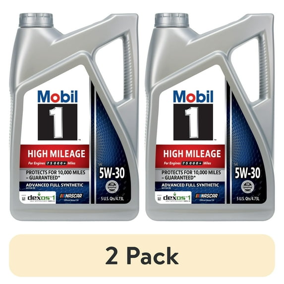 (2 pack) Mobil 1 High Mileage Full Synthetic Motor Oil 5W-30, 5 Quart