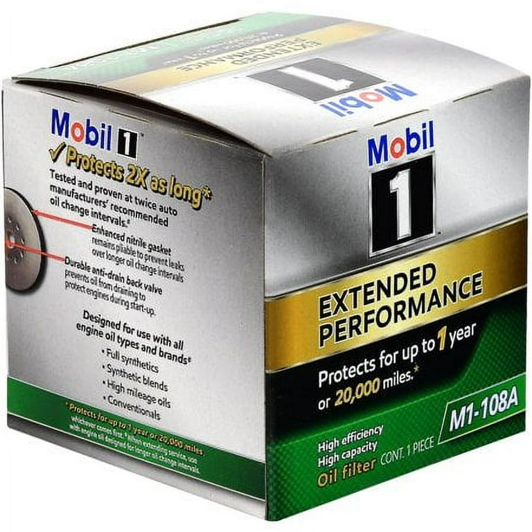 2 pack) Mobil 1 m1-108a extended performance oil filter 