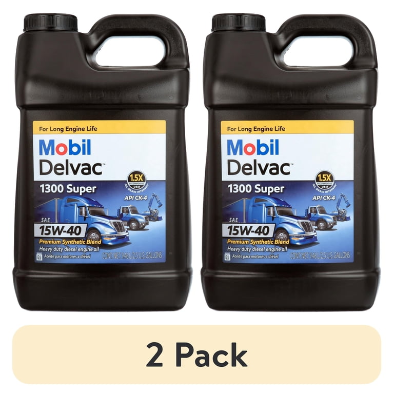2 pack) Mobil Delvac 1300 Super Heavy Duty Premium Synthetic Blend