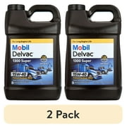 2 pack Mobil Delvac 1300 Super Heavy Duty Premium Synthetic Blend Diesel Engine Oil 15W-40, 2.5 Gallon