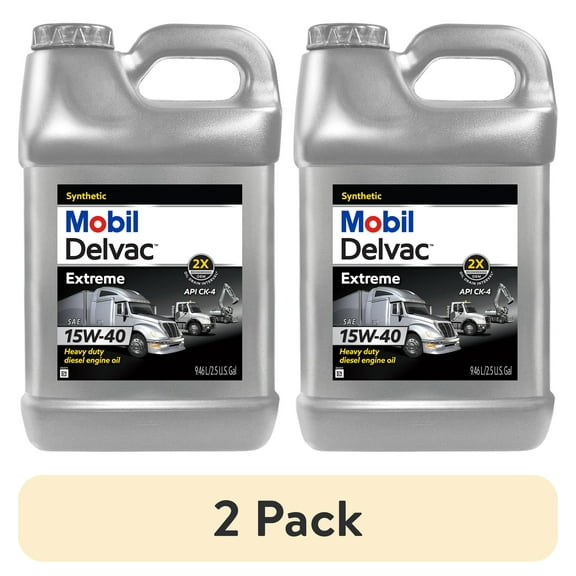 (2 pack) Mobil Delvac Extreme Heavy Duty Full Synthetic Diesel Engine Oil 15W-40, 2.5 Gal