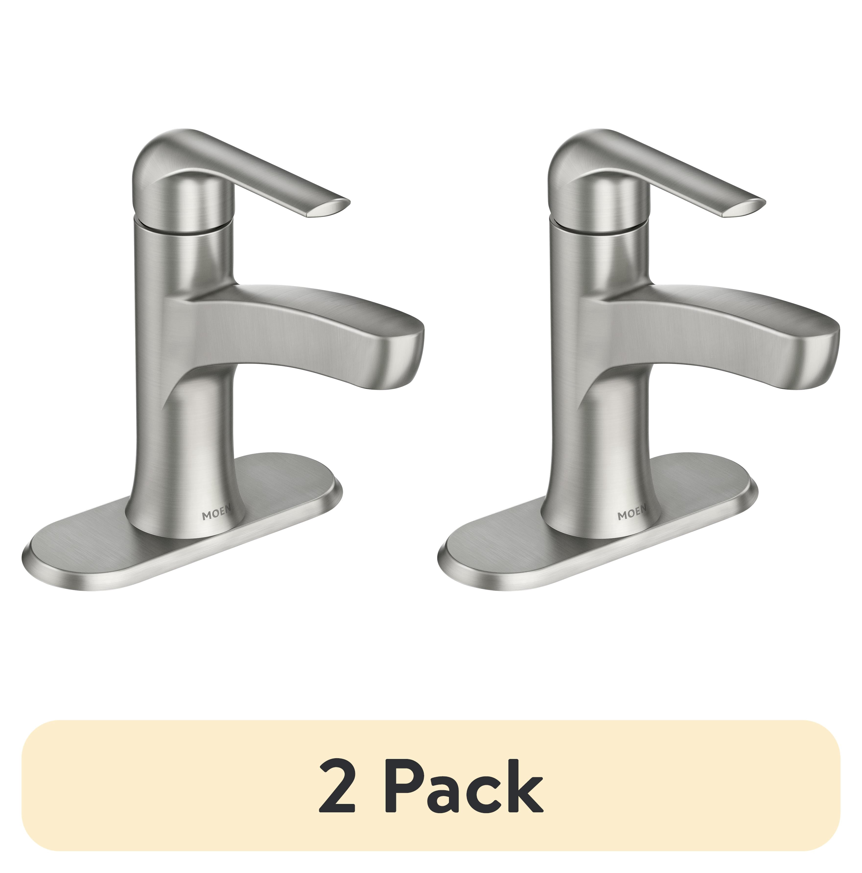 (2 pack) Moen 84565SRN Tilson Spot Resist Brushed Nickel Bathroom Faucet with Optional Deck Plate