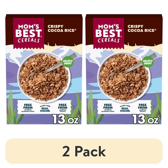 (2 pack) Mom's Best Crispy Cocoa Rice Cereal, Cocoa Cereal, 13 OZ Box