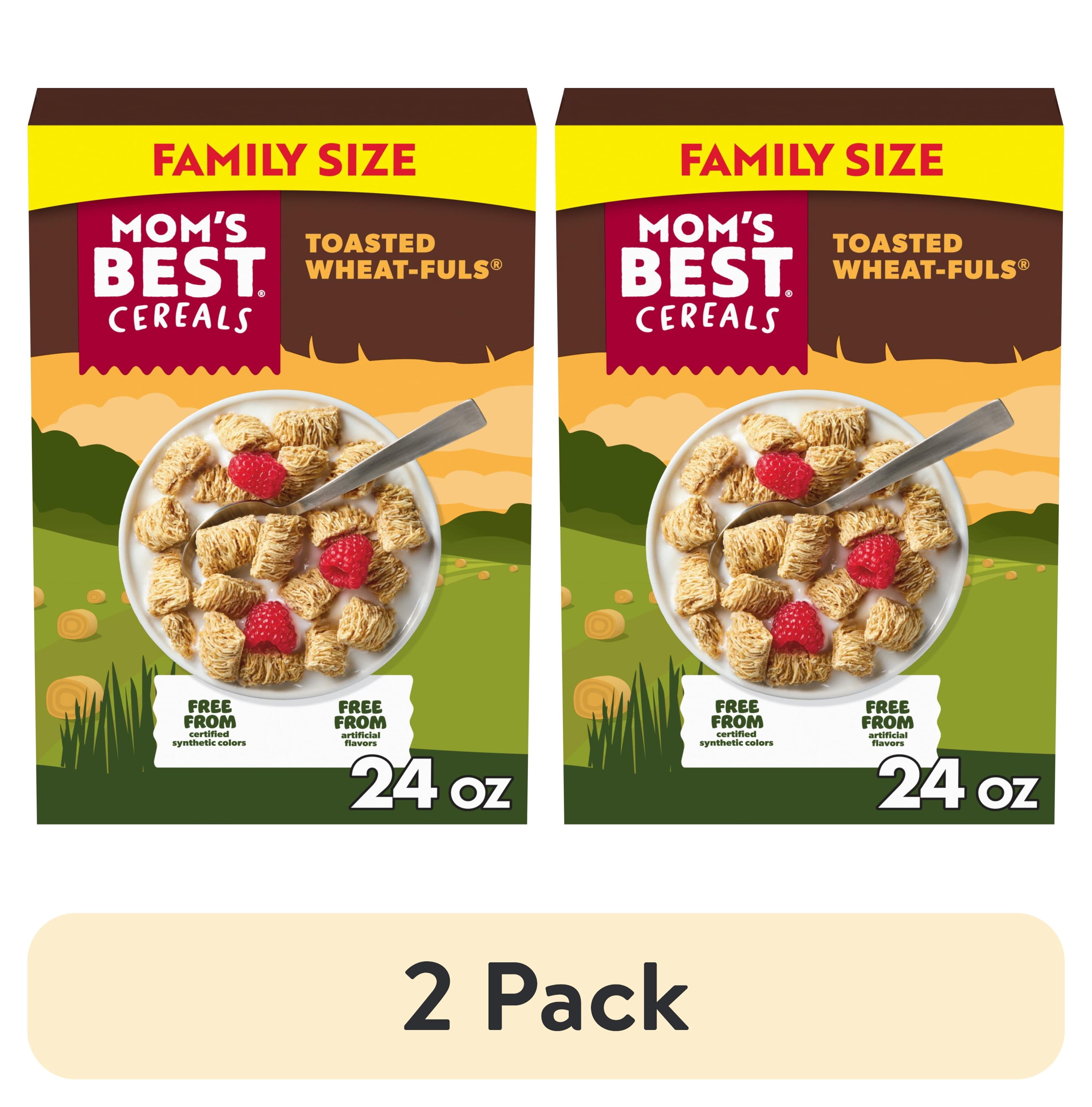 (2 pack) Mom's Best Toasted Wheatfuls Crunchy Cereal, Whole Grain, Heart Healthy, Non-GMO, 24 oz Box