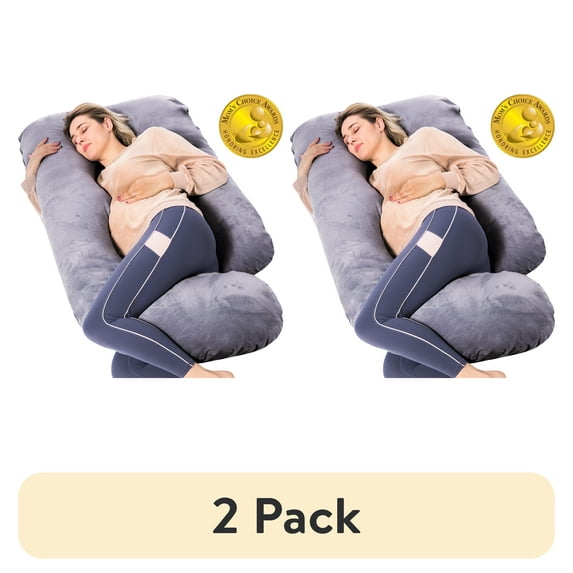 (2 pack) Momcozy Pregnancy Pillow, U Shaped Full Body Maternity Pillow for Sleeping with Removable Cover, 57 Inch Grey