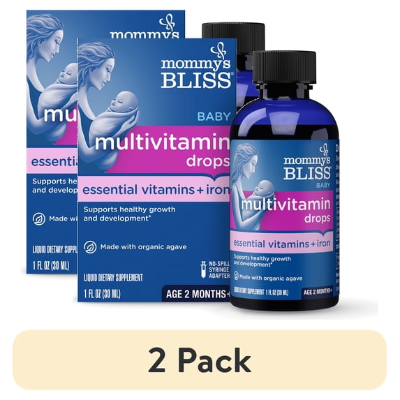 (2 pack) Mommy's Bliss Baby Multivitamin and Iron Dietary Supplement, Grape Flavor, 30 ml