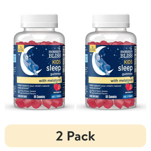 (2 pack) Mommy's Bliss Kids Sleep Gummies, Dietary Supplement, Strawberry, 66 Count