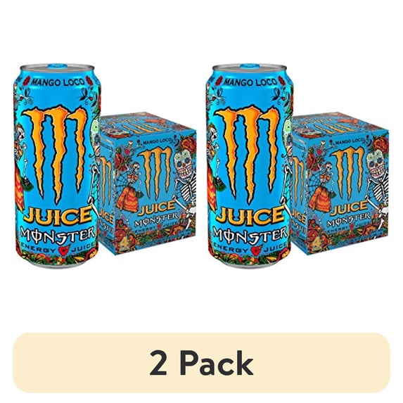 (2 pack) Monster Energy Mango Loco, 16 Fl Oz (Pack Of 4)