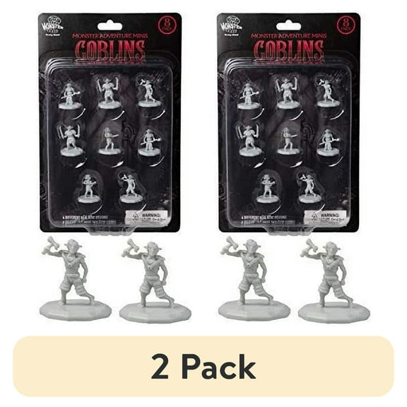 (2 pack) Monster Protectors Fantasy Goblin Mini Figures 8 Unpainted Unique Design 1" Hex-Sized, Compatible with DND Dungeons Dragons, Pathfinder & Tabletop RPGs Games, Realistic Sculpts for Campaign