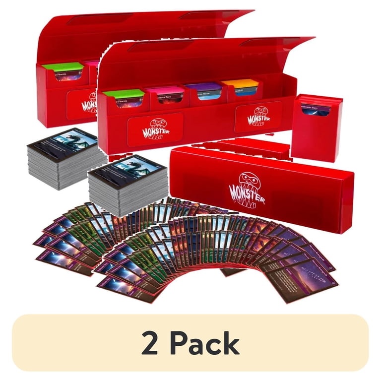 2 pack) Monster Protectors Magnetic Five Deck Box - Red, Holds 375