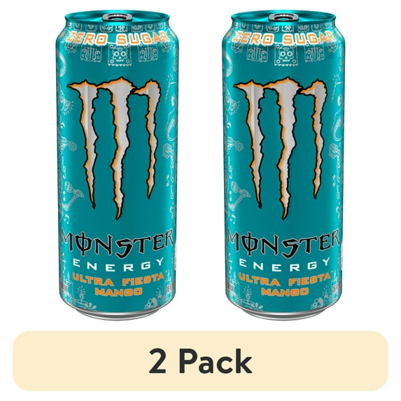 (2 pack) Monster Ultra Fiesta Mango, Sugar Free Energy Drink, 16 fl oz Single Aluminum Can-Pack Of 6