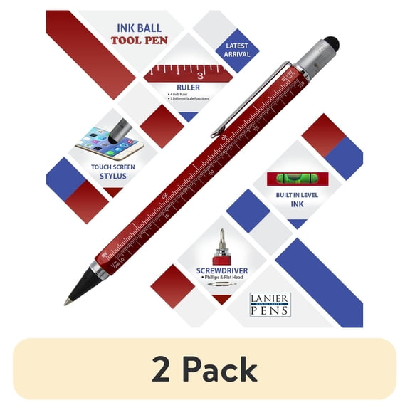 (2 pack) Monteverde One Touch Tool Inkball Pen with Stylus - Red (MV35254)