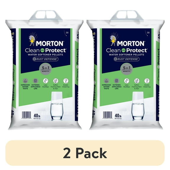 (2 pack) Morton Clean and Protect Plus Rust Defense Water Softener Salt Pellets, 40 lb