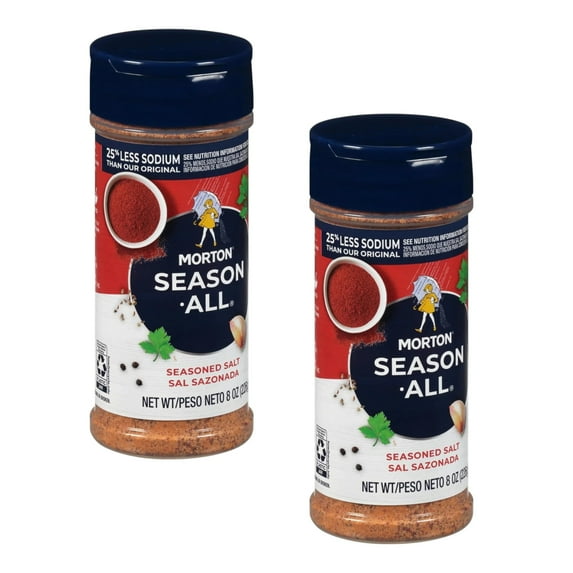 (2 pack) Morton Season-All Less Sodium Seasoned Salt - 8 oz