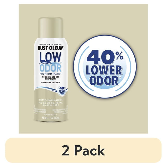 (2 pack) Moss Green, Rust-Oleum Low Odor Premium Matte Spray Paint- 11 oz