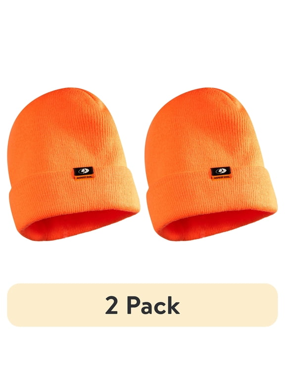 (2 pack) (2 pack) Mossy Oak Blaze Orange Insulated Beanie, Hat