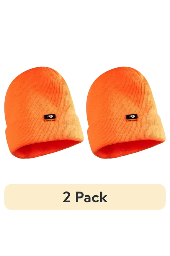 (2 pack) Mossy Oak Blaze Orange Insulated Beanie
