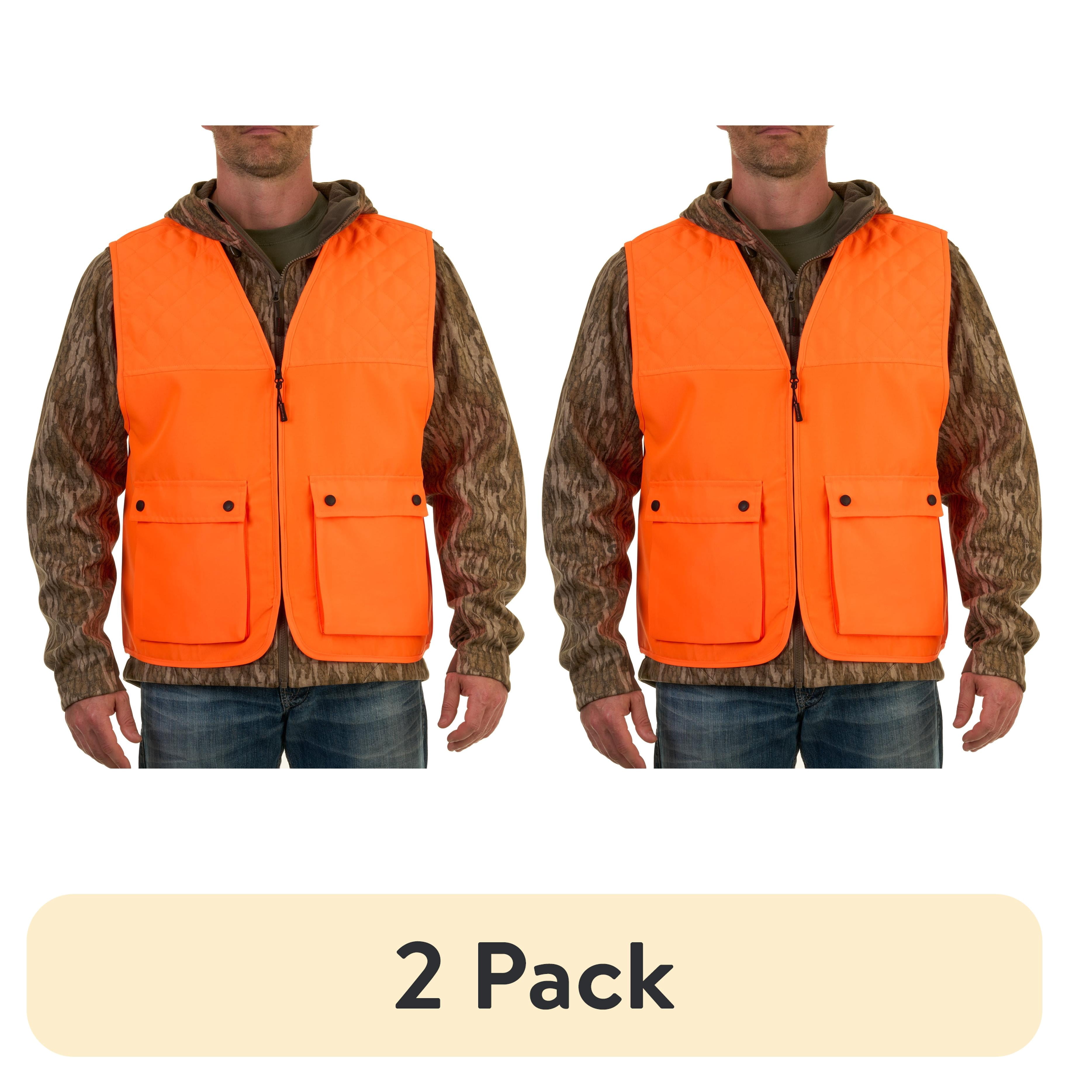 (2 pack) Mossy Oak Blaze Orange Men's Hunting Vest, up to Size 2XL/3XL