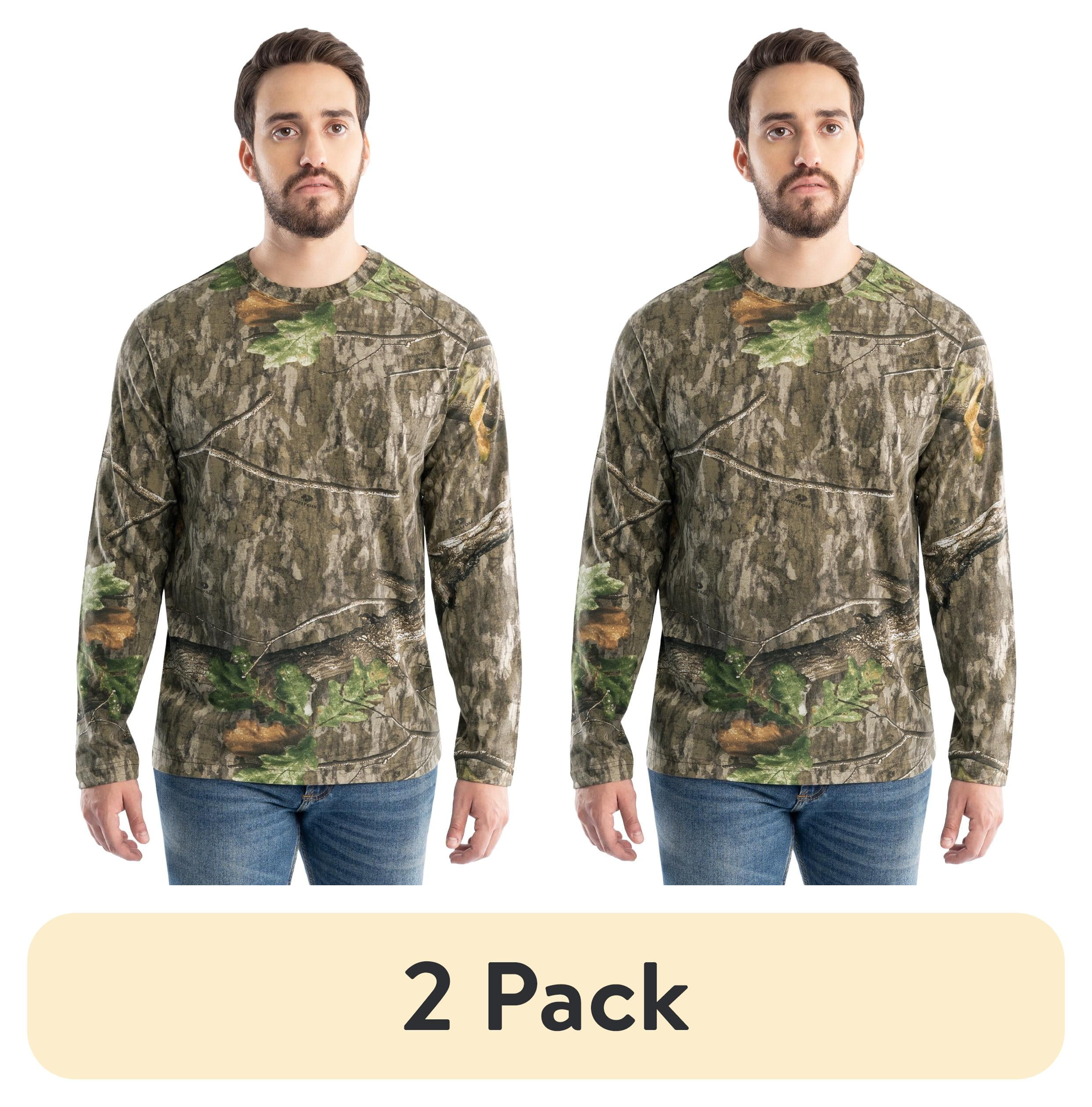 (2 pack) Mossy Oak Men's Long Sleeve Scent Control Hunting Camouflage T-Shirt, Mossy Oak Country Roots, S