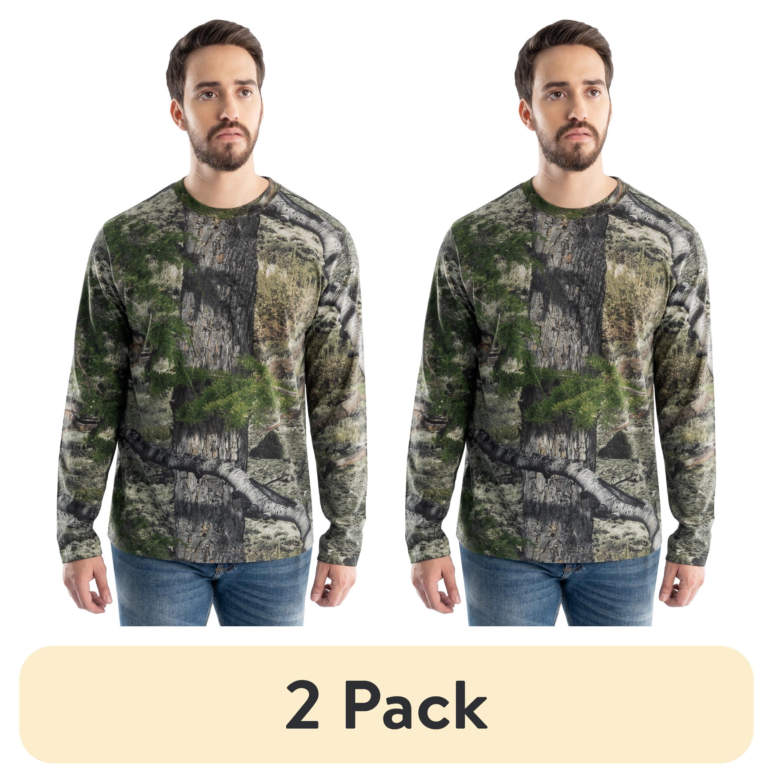 (2 pack) Mossy Oak Men's Long Sleeve Scent Control Hunting Camouflage T-Shirt, Mossy Oak Mountain Country, XL