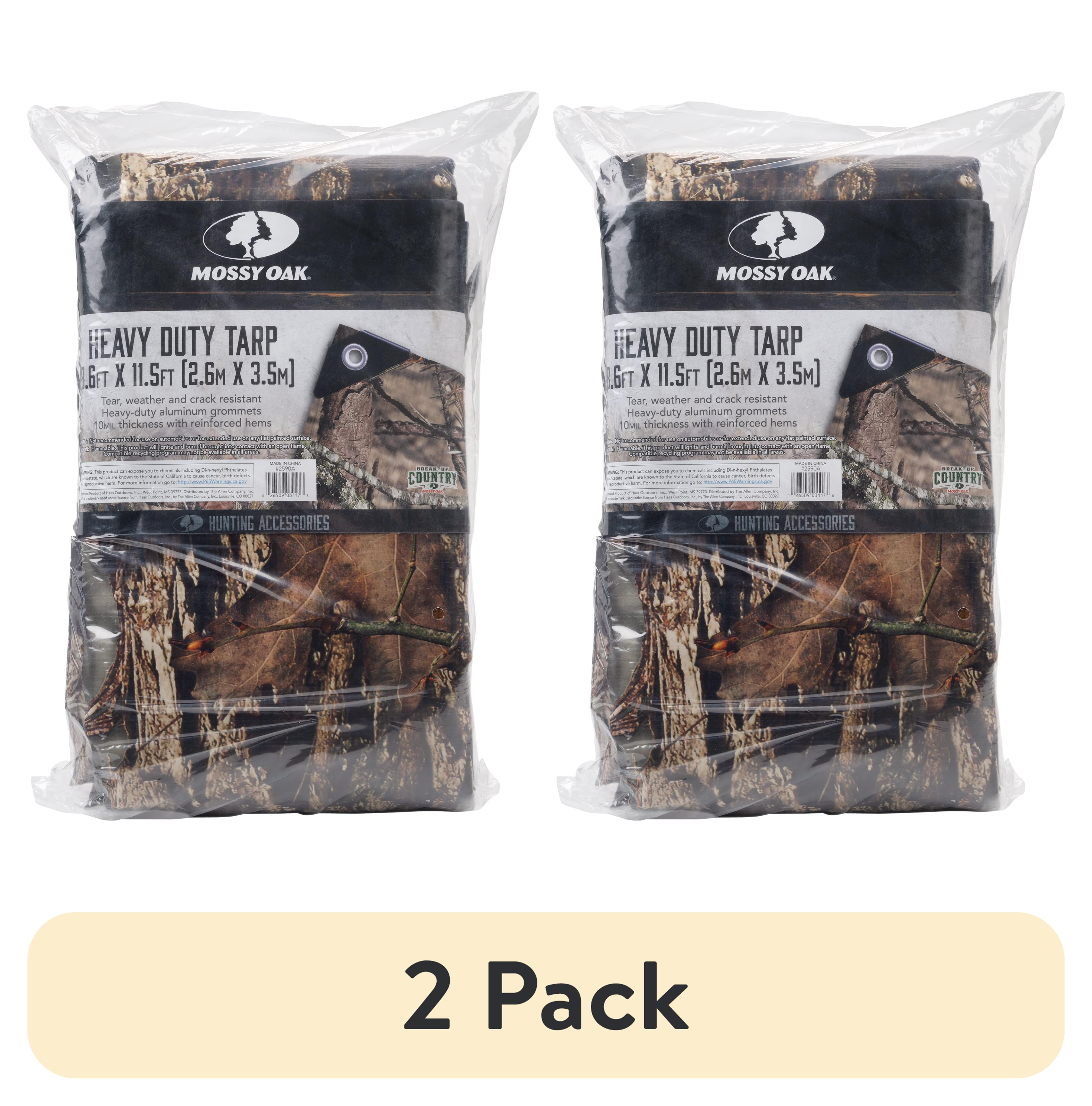 (2 pack) Mossy Oak Waterproof Hunting Camo Tarp, 8.6' L x 11.5' W, Mossy Oak Break Up Country Camo, PE Tarpaulin, 1.97 lb
