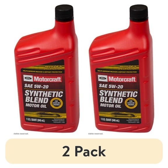 (2 pack) Motorcraft 5W-20 Synthetic Blend Motor Oil, 1 Quart