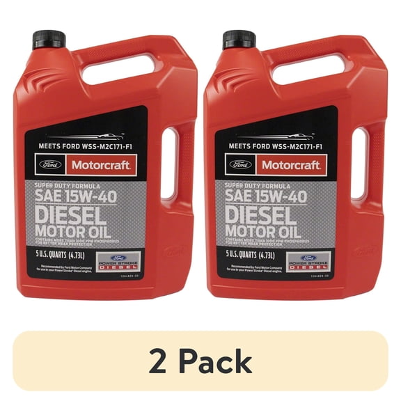 (2 pack) Motorcraft Diesel Motor Oil, 15W-40 - A premium-quality motor oil specifically developed for Ford Motor Company vehicles, 5 quart jug, sold by each