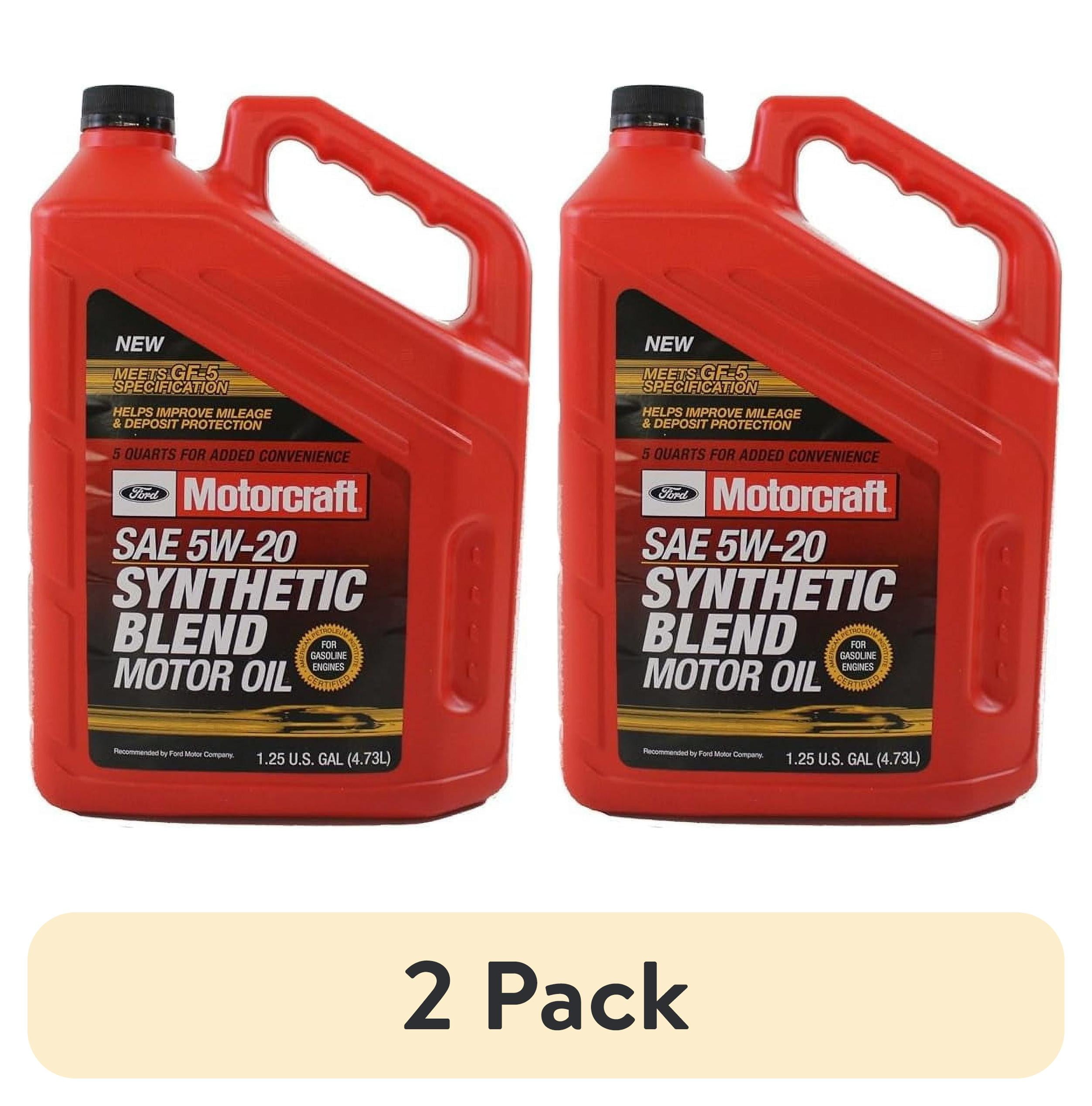 (2 pack) Motorcraft Synthetic Blend Motor Oil 5W-20, 5-Quart Jug, Sold By Each.
