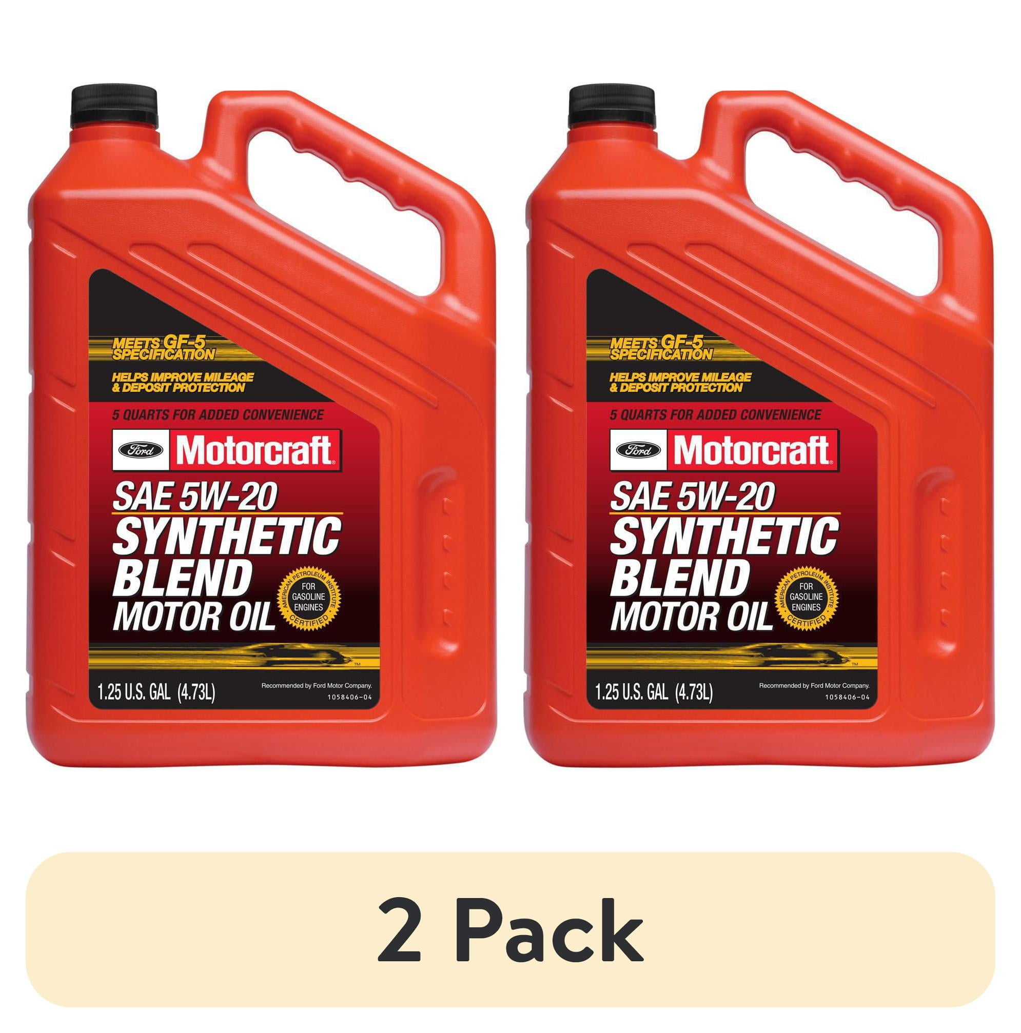 (2 pack) Motorcraft Synthetic Blend Motor Oil, 5W-20 - A premium-quality motor oil specifically developed for Ford Motor Company vehicles, 5 quart jug, sold by each