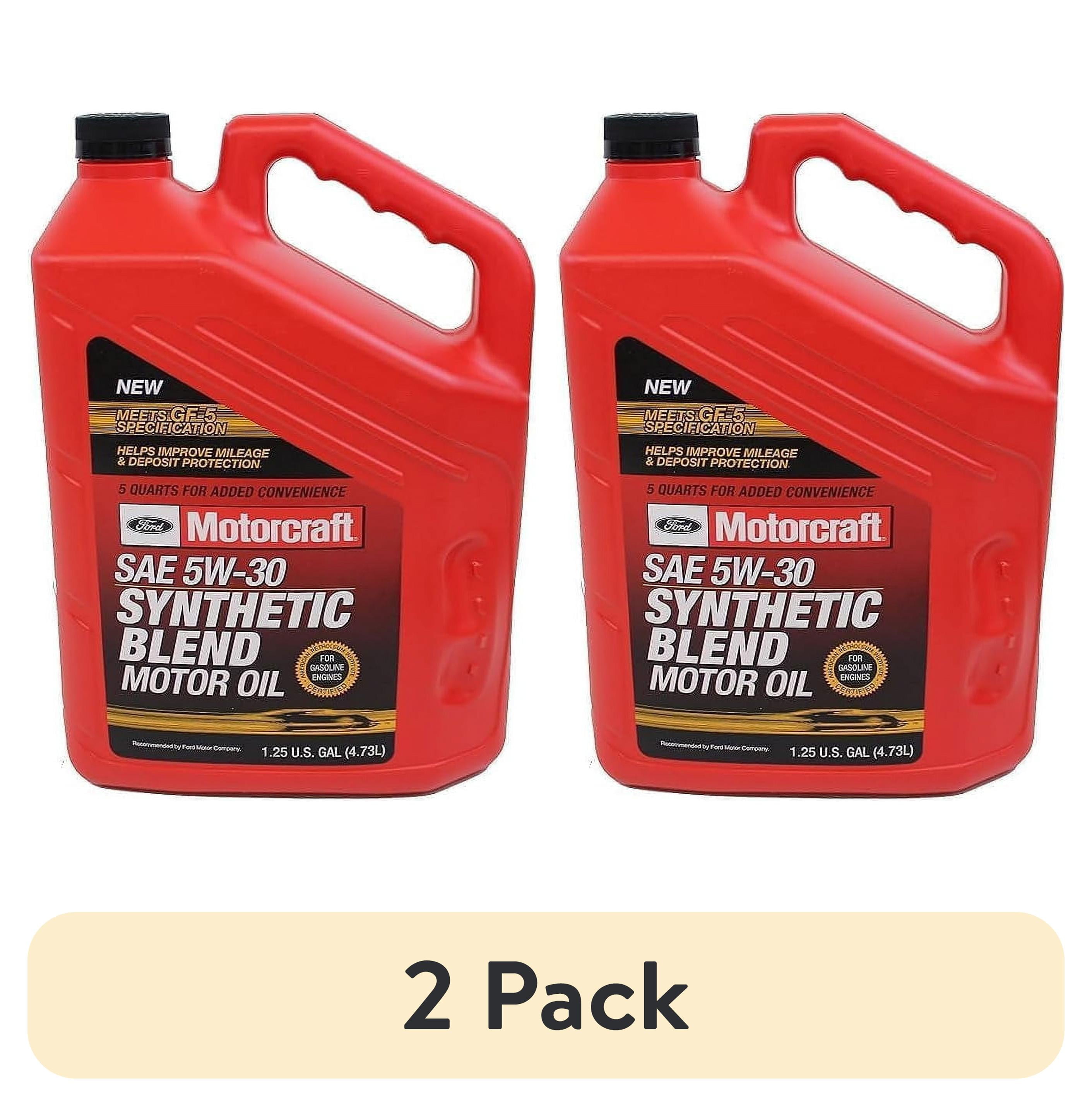 (2 pack) Motorcraft Synthetic Blend Motor Oil, 5W-30 - A premium-quality motor oil specifically developed for Ford Motor Company vehicles, 5 quart jug, sold by each