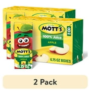 (2 pack) Mott's 100% Juice Original Apple Juice, 6.75 fl oz, 8 Count Boxes