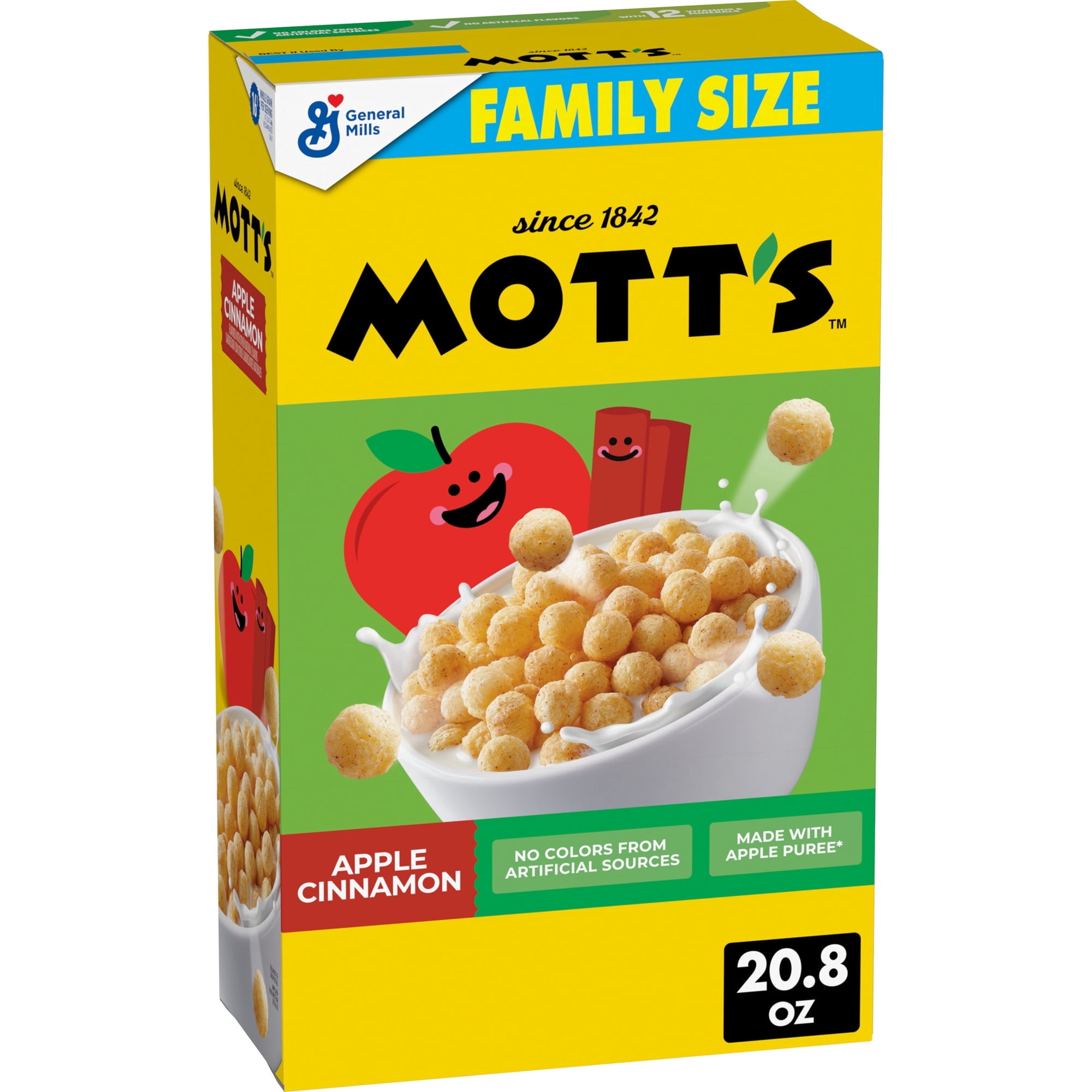 2 pack Mott's Apple Cinnamon Cereal, Made with Apple Puree, Whole Grain, Family Size, 20.8 oz