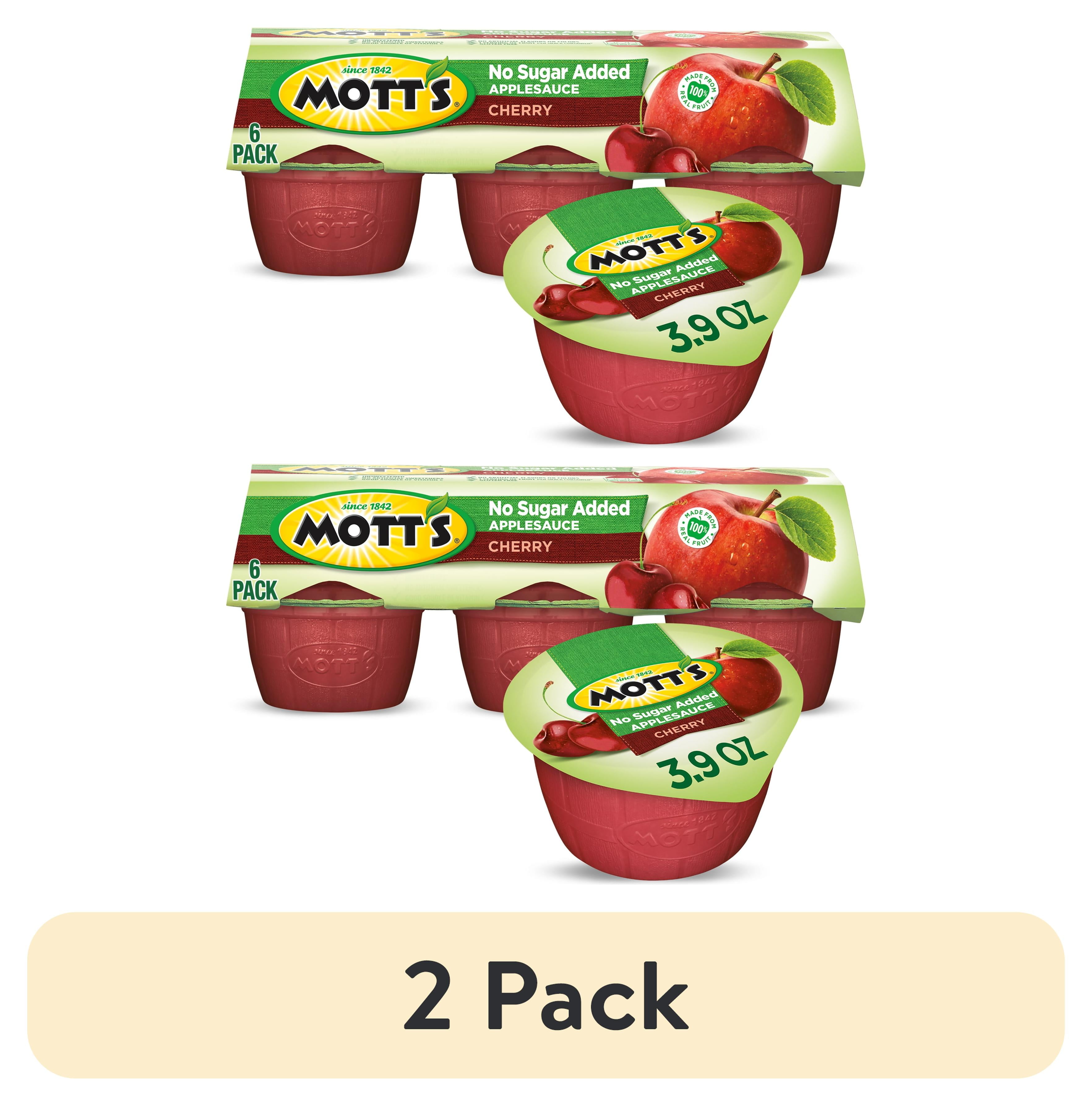 (2 pack) Mott's No Sugar Added Cherry Applesauce, 3.9 oz, 6 Count Cups