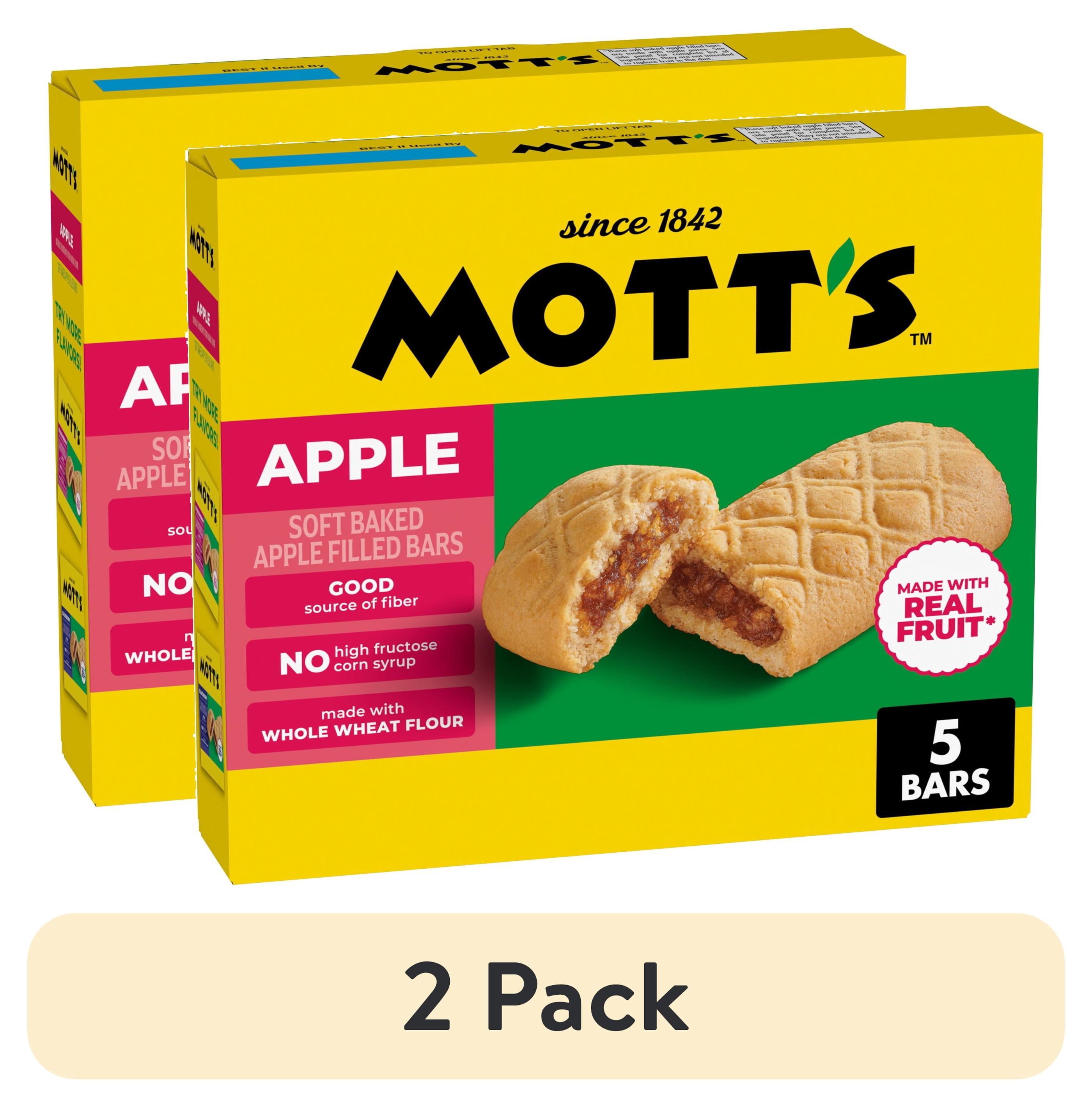 (2 pack) Mott's Soft Baked Apple Filled Bars, Apple Flavor Snacks, 5 Count, 6.55 oz
