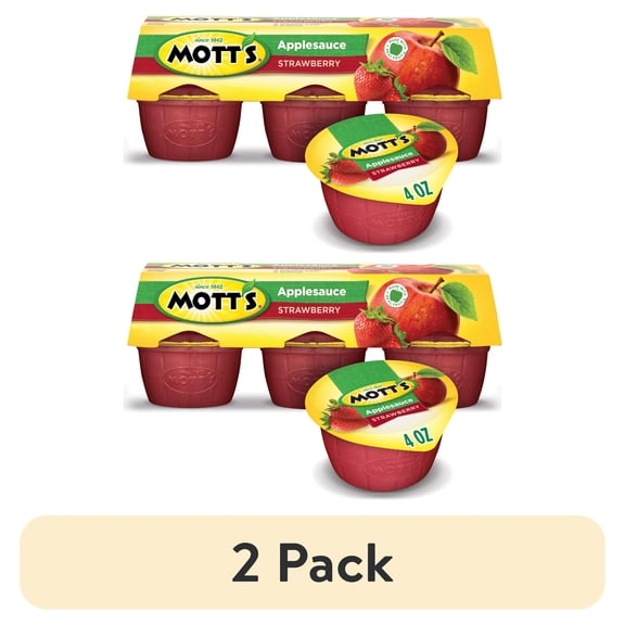 (2 pack) Mott's Strawberry Applesauce, 4 Ounce Cups, 6 Count