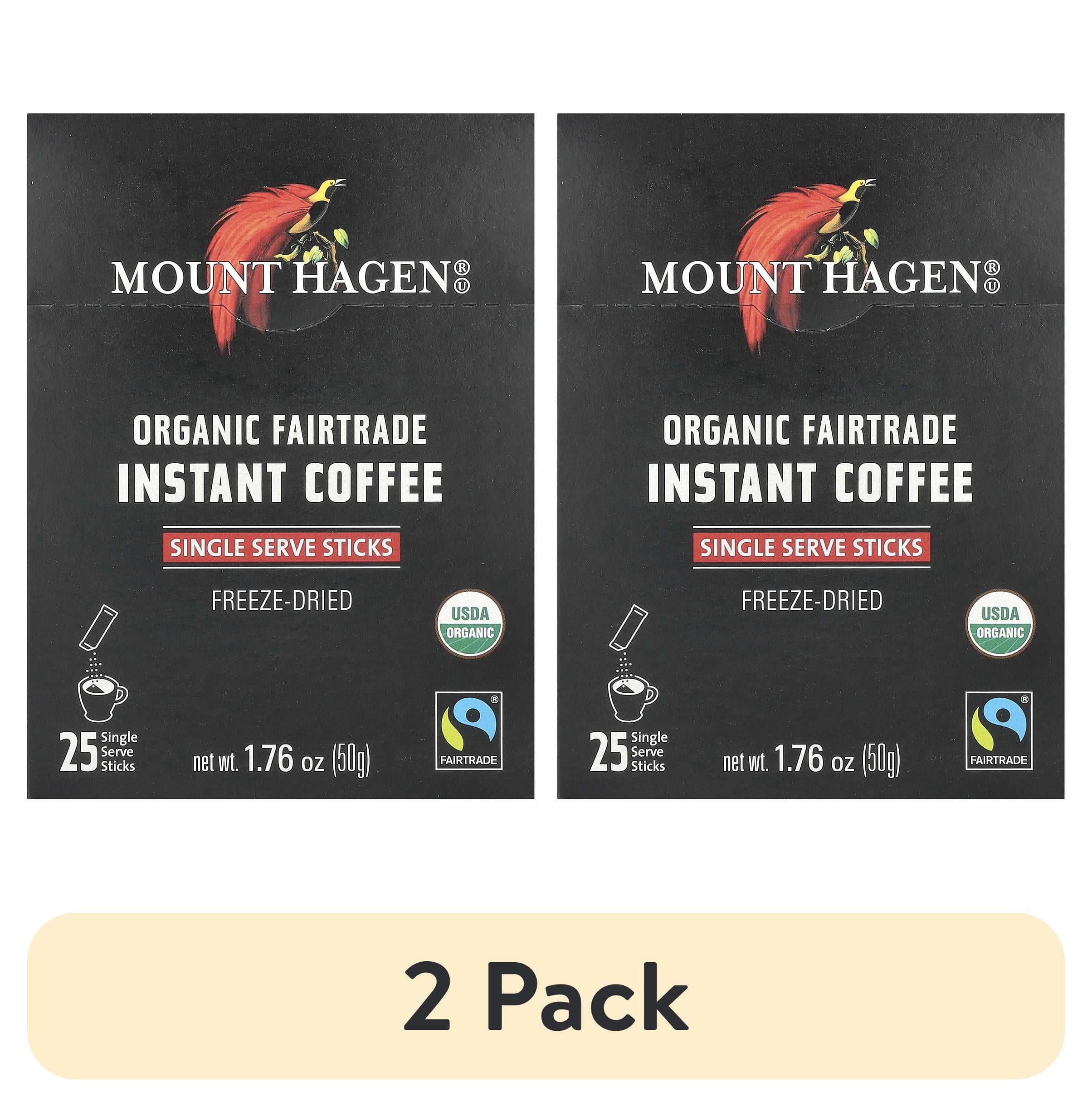 (2 pack) Mount Hagen Organic Fairtrade Instant Coffee, 25 Single Serve Sticks