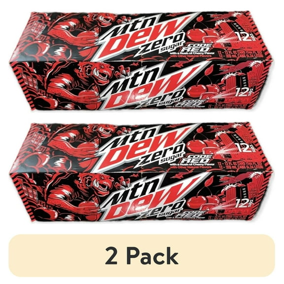 (2 pack) Mountain Dew Code Red Zero - 12 oz 12 cans