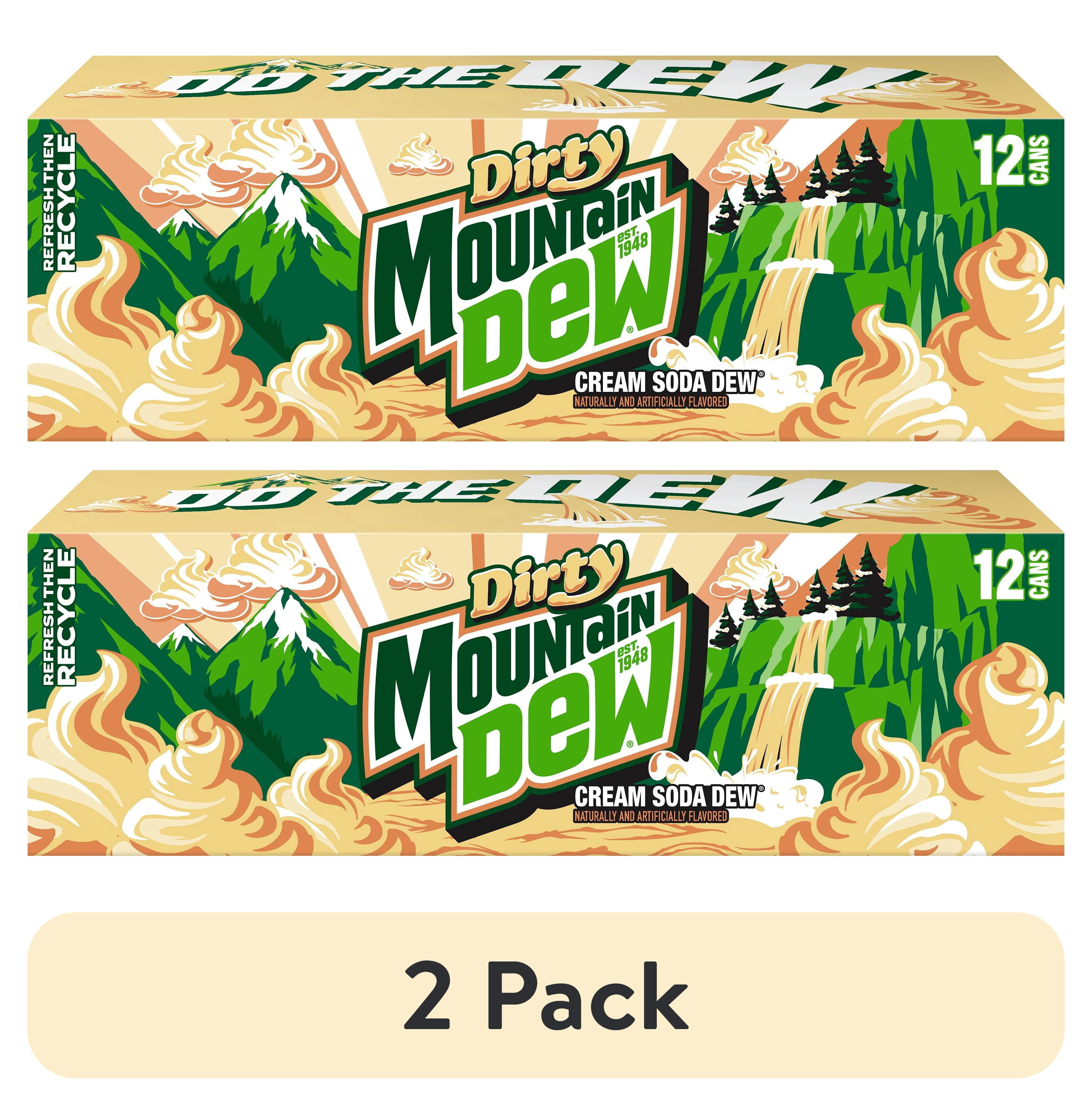 2 pack) Mountain Dew Dirty Dew Cream Soda 12 fl oz 12 pack Cans