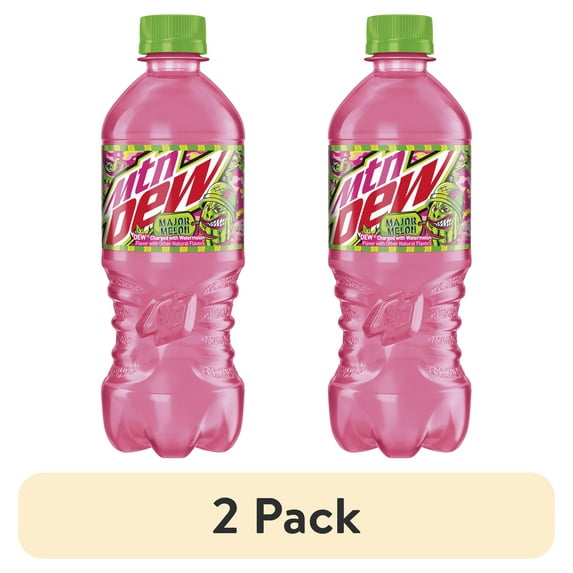 (2 pack) Mountain Dew Major Melon Watermelon Citrus Soda Pop, 20 fl oz Bottle