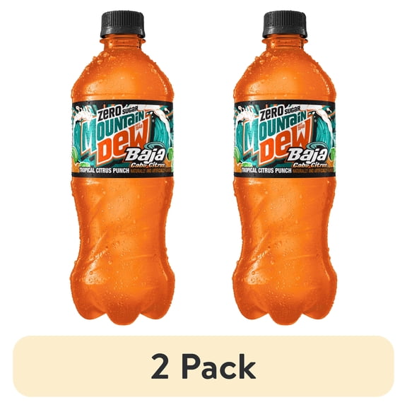 (2 pack) Mountain Dew Zero Sugar Baja Blast Citrus Soda, 20 fl oz Bottle