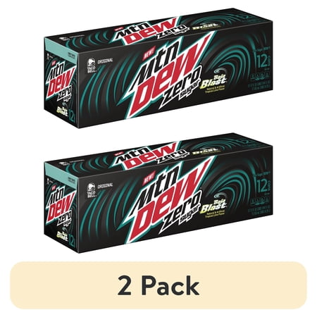 (2 pack) Mountain Dew Zero Sugar Baja Blast Tropical Lime & Citrus Soda Pop, 12 fl oz, 12 Pack Cans