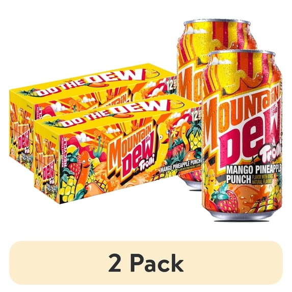 (2 pack) Mountain Dew x Trolli Mango Pineapple Punch 12 fl oz, 12ct Can
