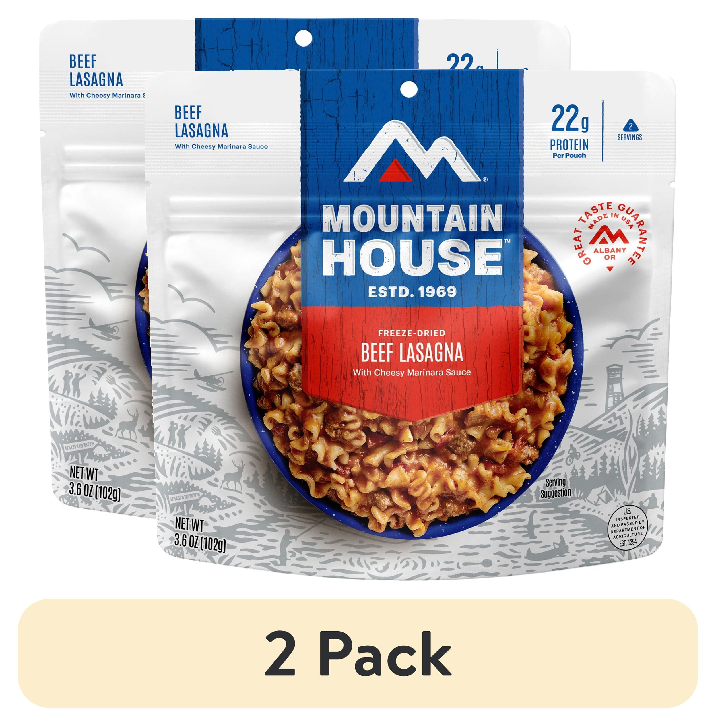 (2 pack) Mountain House Lasagna w/Meat Sauce, Freeze-Dried Camping & Backpacking Food, 2 Serving