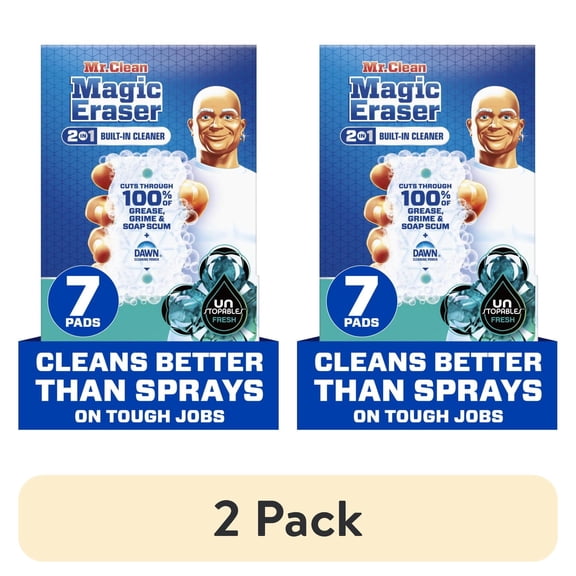 (2 pack) Mr. Clean Magic Eraser Foaming Sponge, All Purpose Cleaner, Dawn Cleaning Power, Ultra Foamy, 7 Count