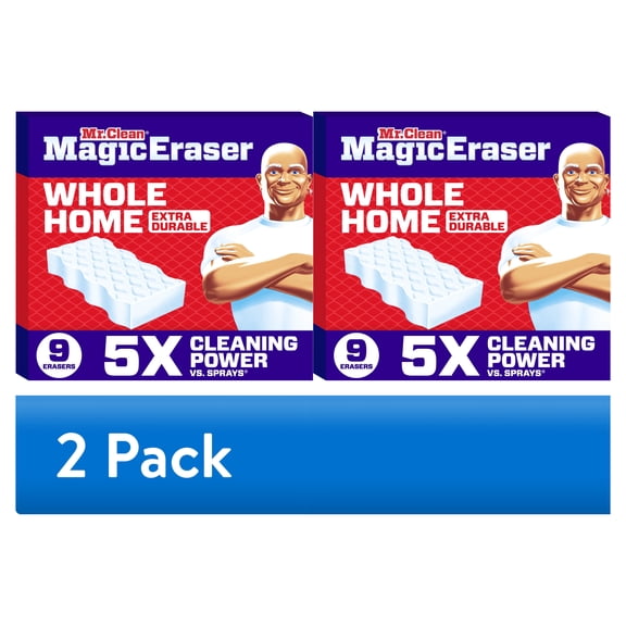 (2 pack) (2 pack) Mr. Clean Magic Eraser Sponge, Cleaner, Whole Home Extra Durable, 9ct