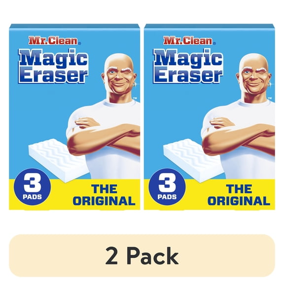 (2 pack) Mr. Clean Original Magic Eraser All-Purpose Foam Cleaning Pads with Durafoam, 3 Ct