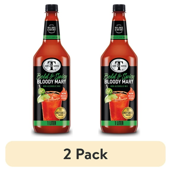 (2 pack) Mr & Mrs T Cane Sugar Bold & Spicy Bloody Mary Mix, 1 L, Bottle