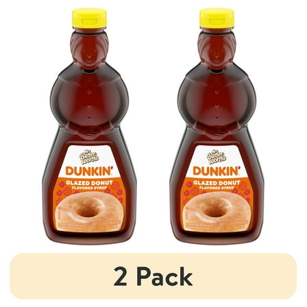 (2 pack) Mrs. Butterworth's Dunkin' Glazed Donut Flavored Pancake Syrup Breakfast Topping, 24 oz.