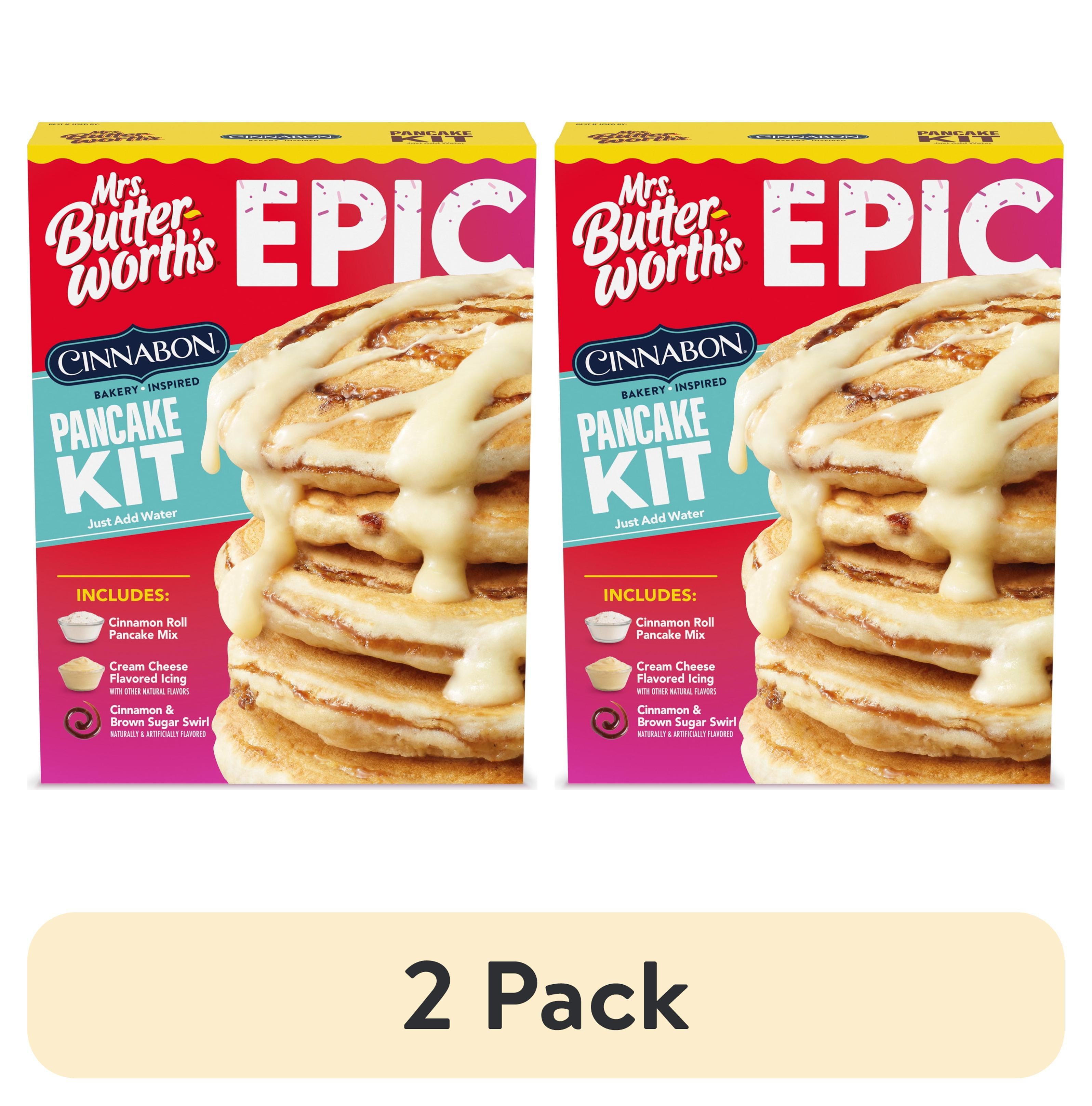 (2 pack) Mrs. Butterworth's Epic Cinnabon Bakery inspired Pancake Kit, 16 oz